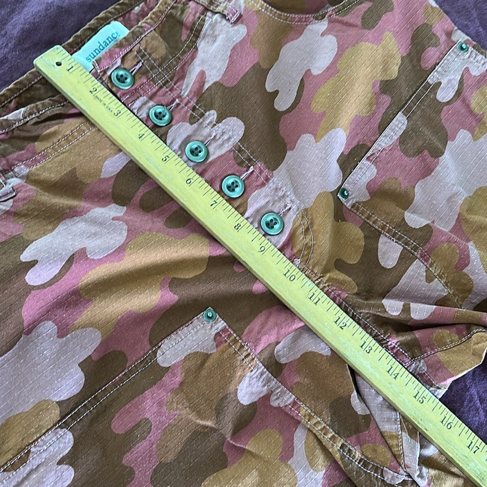 Sundance Pants pink rust orange camo Sz 16 cotton w stretch 4 pockets buttons - Picture 7 of 9